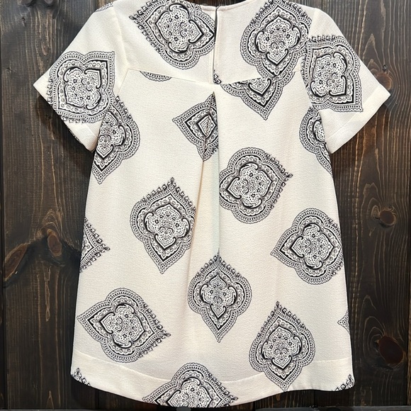 Madewell Tailored Tee XS Estate Paisley Textured Blouse Cream Black Oversized - Picture 6 of 8